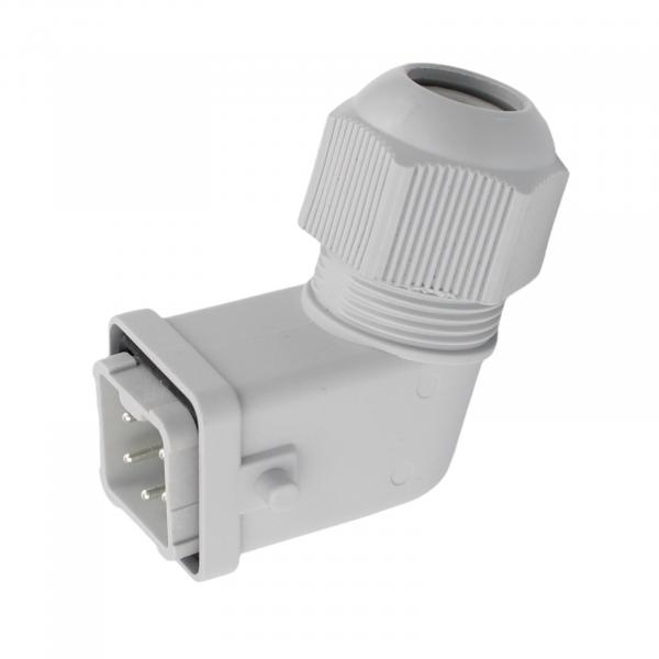 Industriesteckverbinder - Stecker gewinkelt 5 Polig 10A - Kunststoff